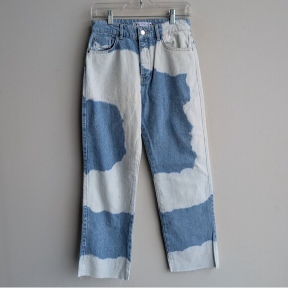 Zara funky tie dye high rise straight leg jeans - Picture 1 of 6